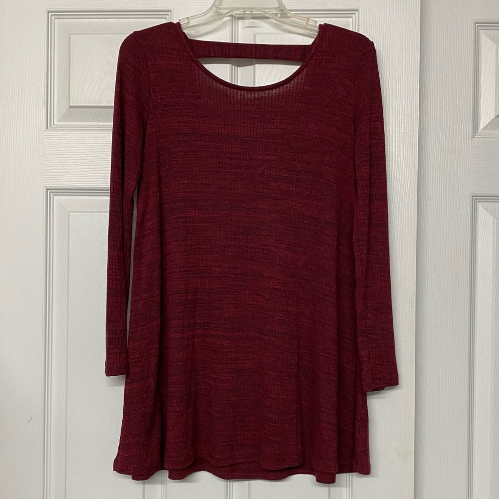 Ribbed Red Marled Soft Stretchy Mini Dress Sz S